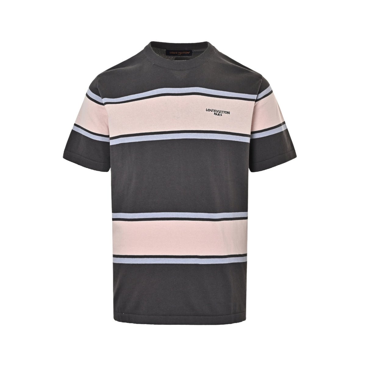 Louis Vuitton 26ss contrasting color patchwork striped knitted short sleeves