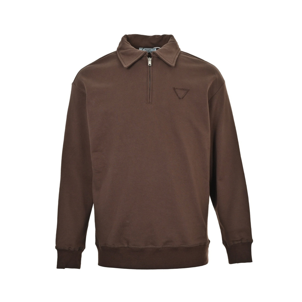 Prada 25Fw triangle cloth label half-zip lapel sweatshirt