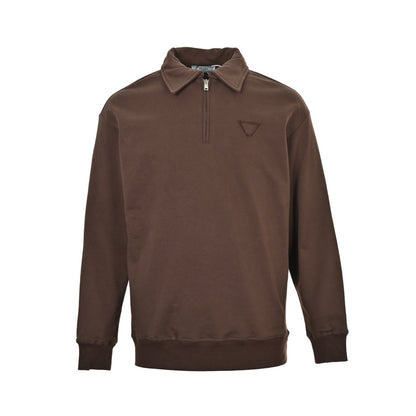 Prada 25Fw triangle cloth label half-zip lapel sweatshirt
