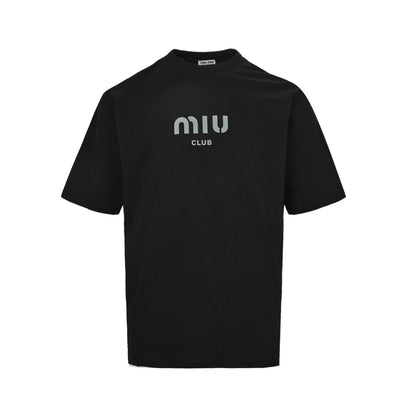 Miu Miu 26ss flocked letter print short sleeves