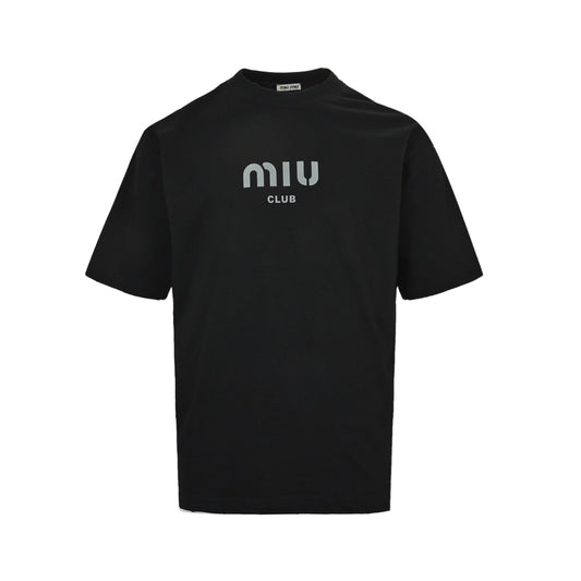 Miu Miu 26ss flocked letter print short sleeves