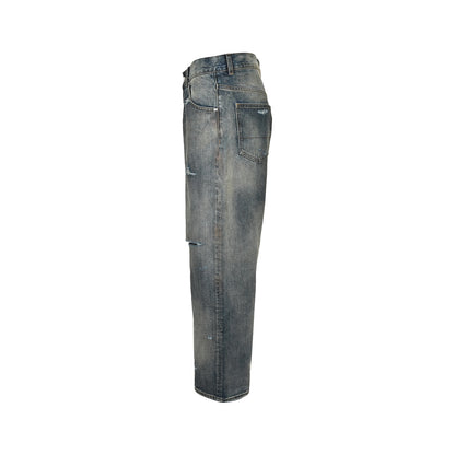 Ancellm25ss heavy duty washed damaged jeans