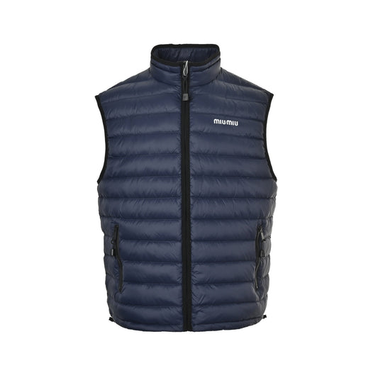 Miu Miu letter embroidered rib down vest