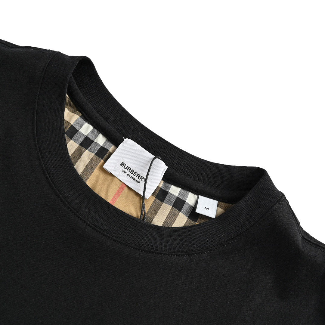 Burberry classic plaid sleeve splicing short sleeves