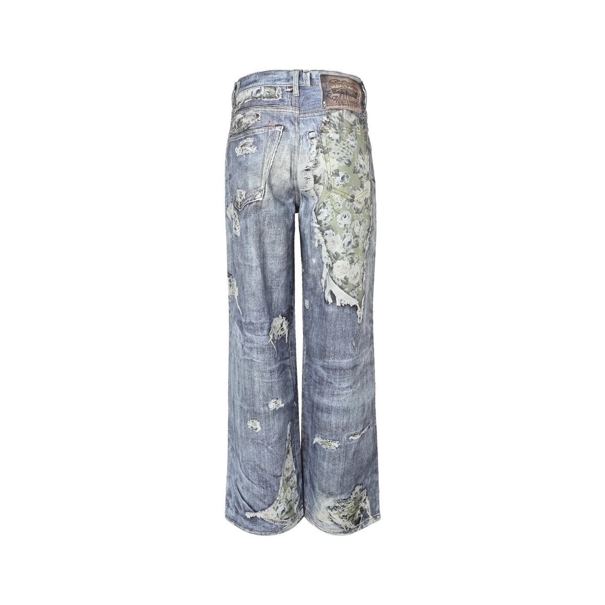 Acne Studios 1981M ripped rose print jeans