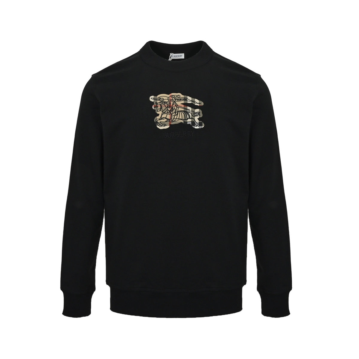 Burberry 25Fw plaid patch war horse embroidered round neck sweatshirt
