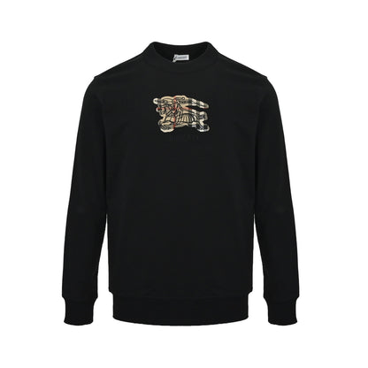 Burberry 25Fw plaid patch war horse embroidered round neck sweatshirt