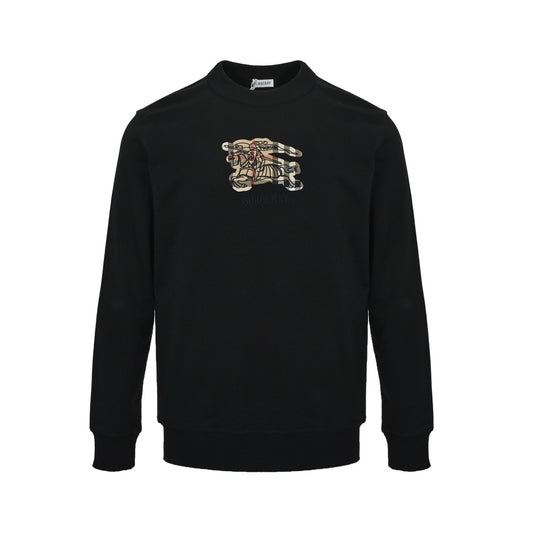 Burberry 25Fw plaid patch war horse embroidered round neck sweatshirt