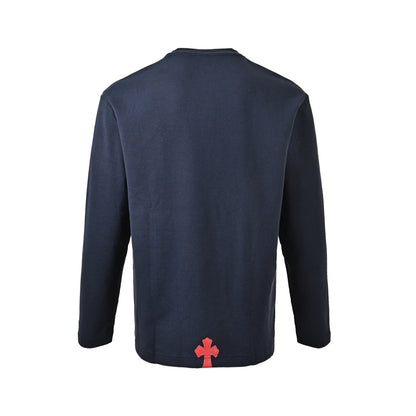 Chrome Hearts cross-cut leather waffle henley collar long sleeves