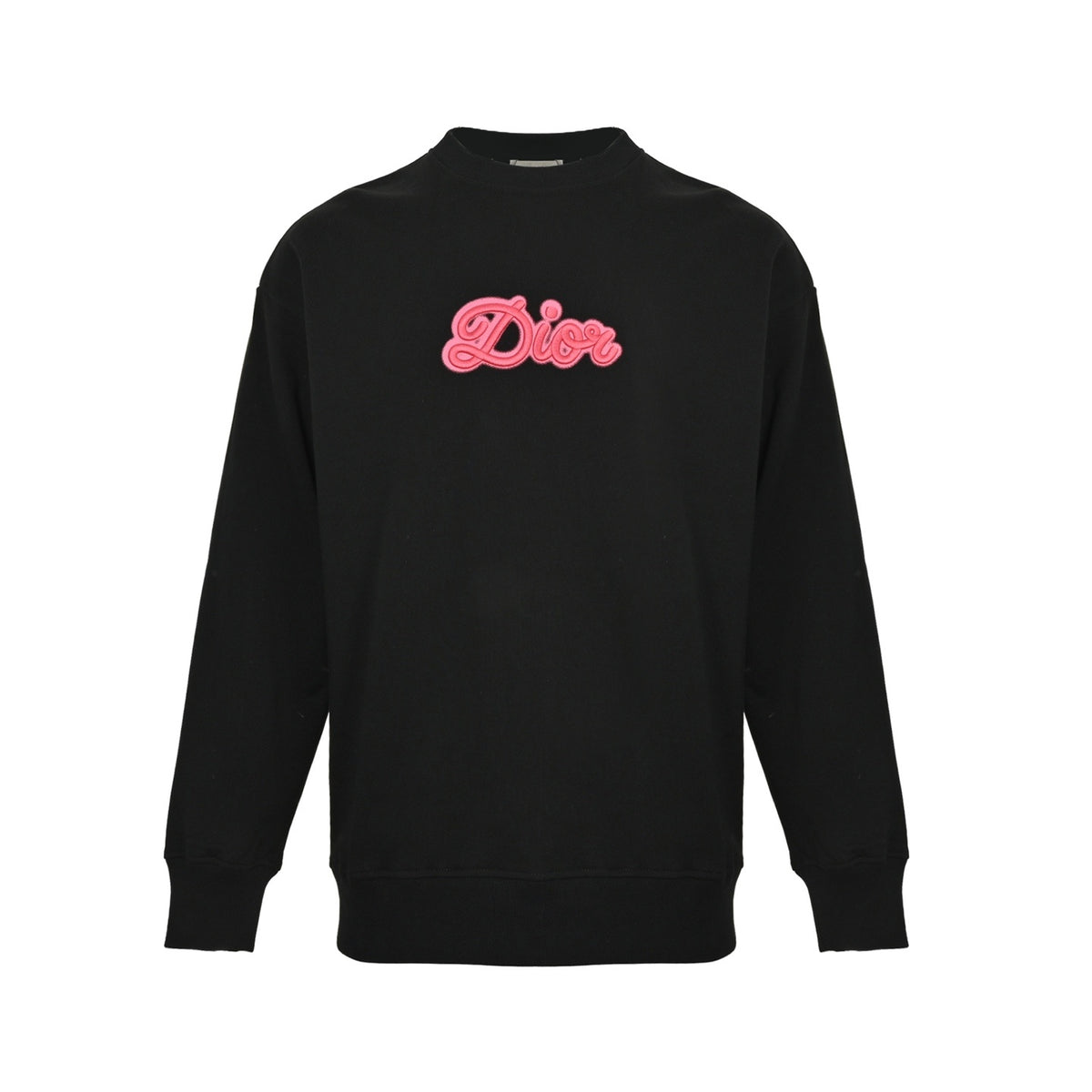 Dior 25Fw fluorescent pink embroidered letter logo round neck sweatshirt