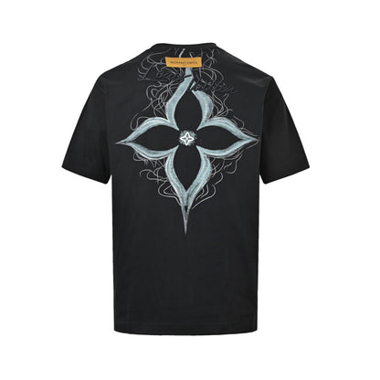 Louis Vuitton 26ss four-leaf star flower printed short sleeves on the back