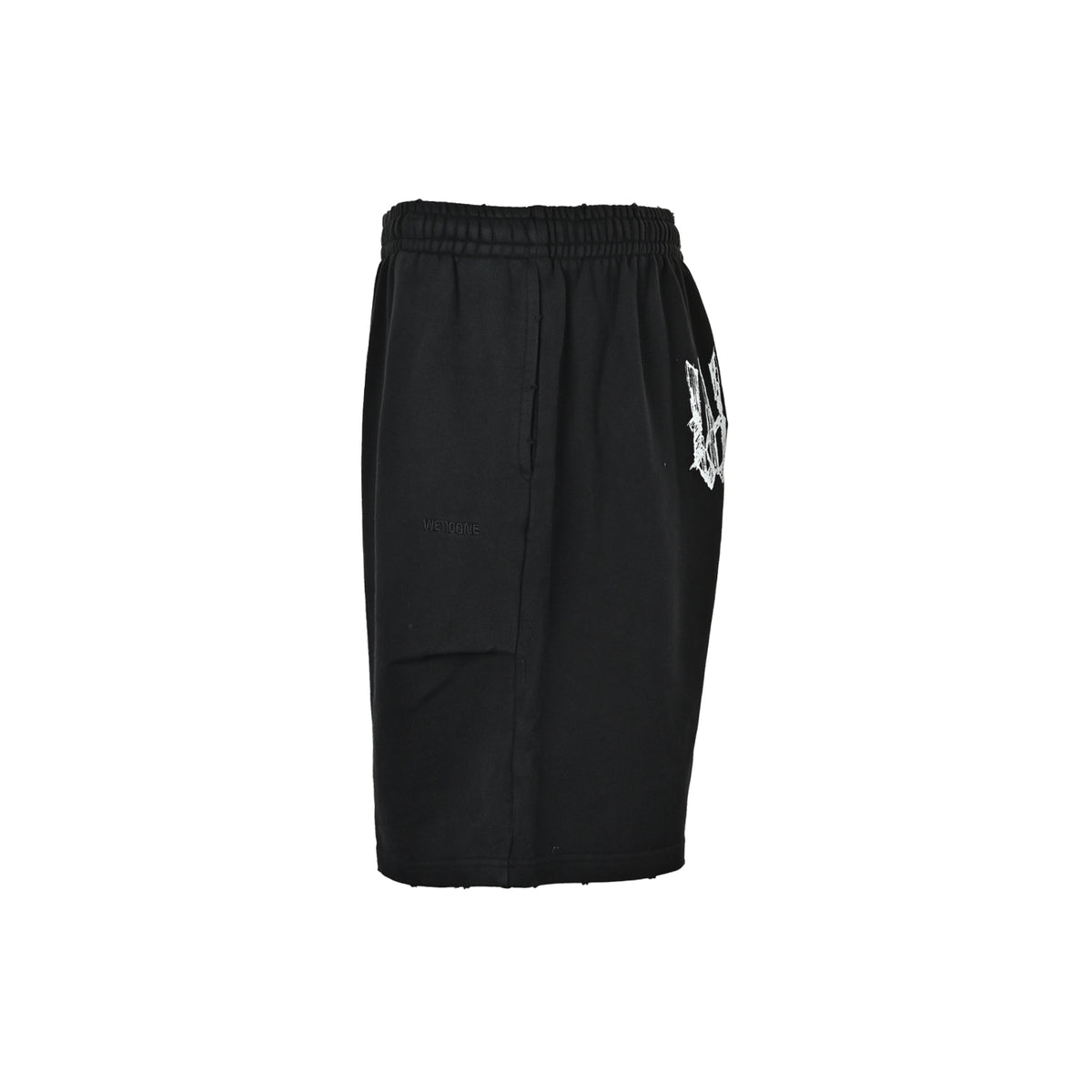 We11 Done gothic lettering printed loose shorts