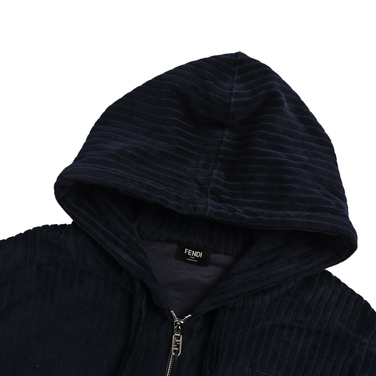 Fendi blue corduroy zipper sweatshirt jacket