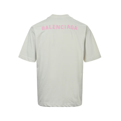 Balenciaga 26ss embroidered logo short sleeves on front and back