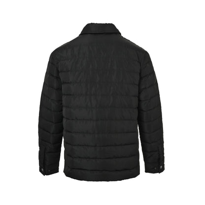 Burberry leather patch pocket lapel down jacket