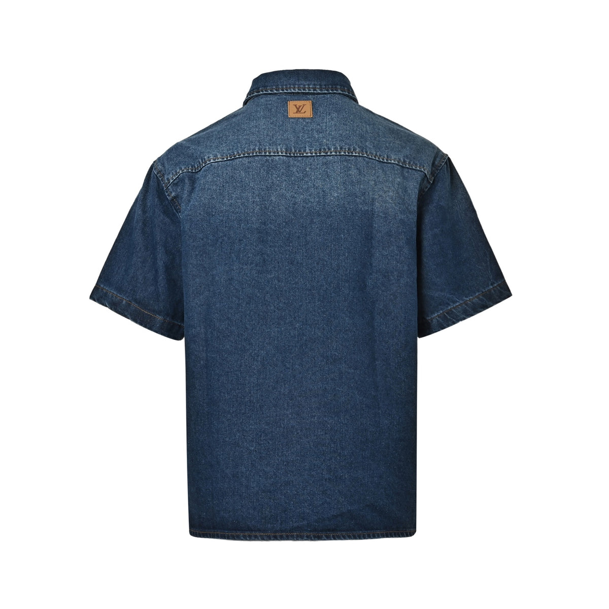Louis Vuitton pocket logo embroidered short-sleeved denim shirt