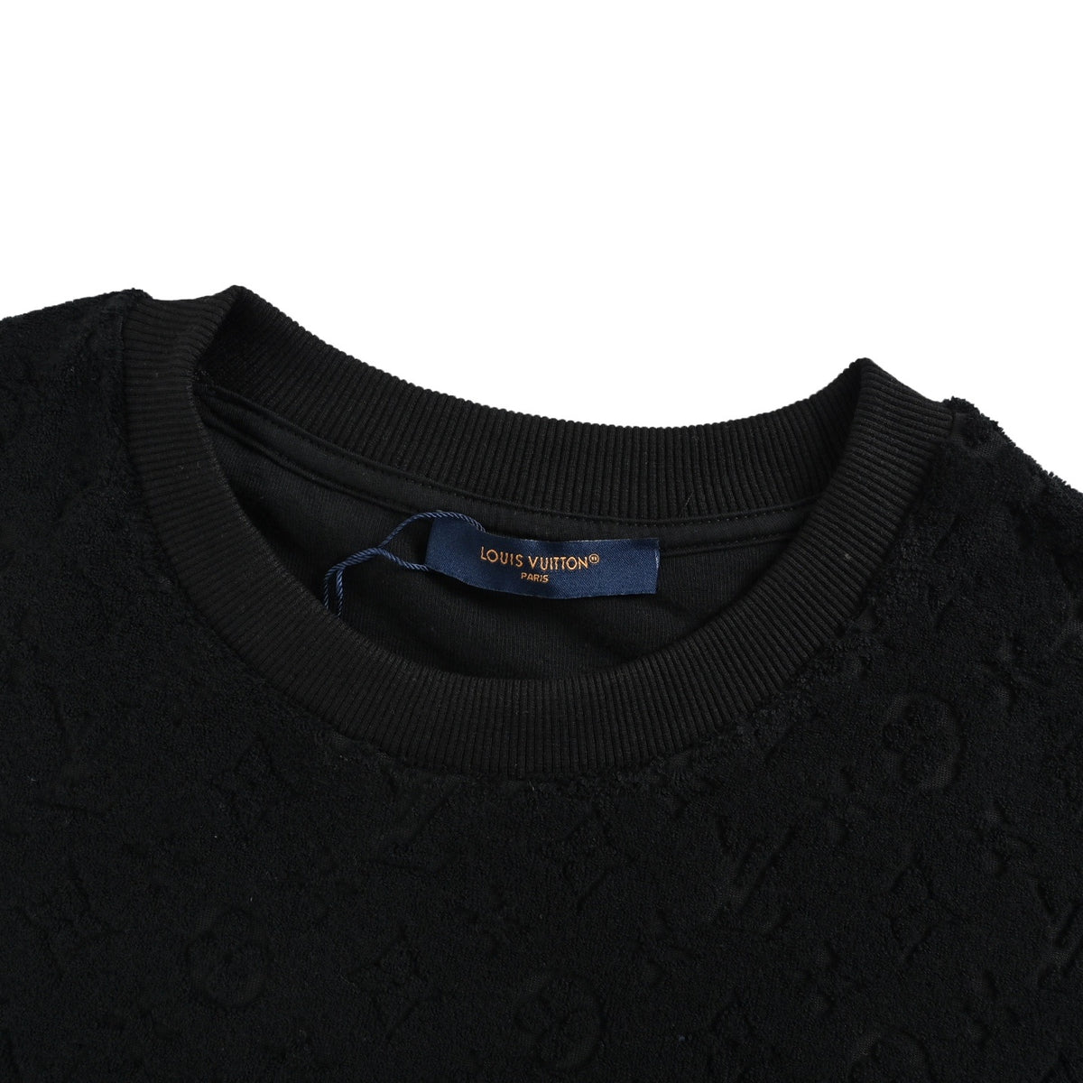 Louis Vuitton black flocked embossed terry short sleeves