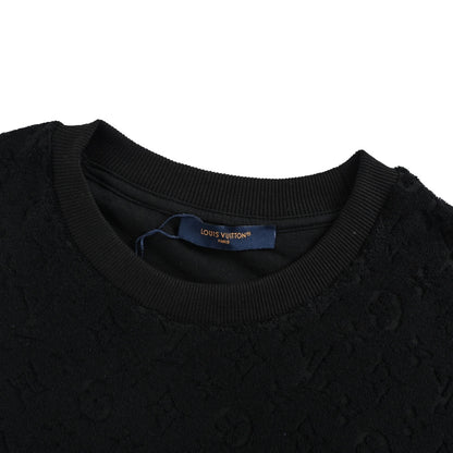 Louis Vuitton black flocked embossed terry short sleeves