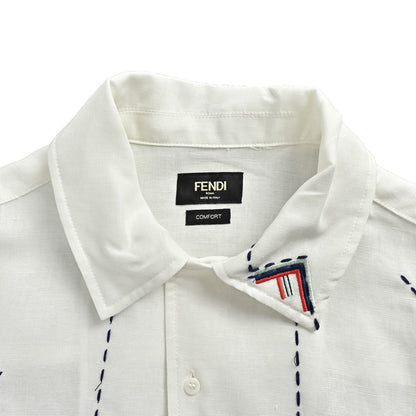 Fendi 26ss FF dotted line embroidered short-sleeved shirt