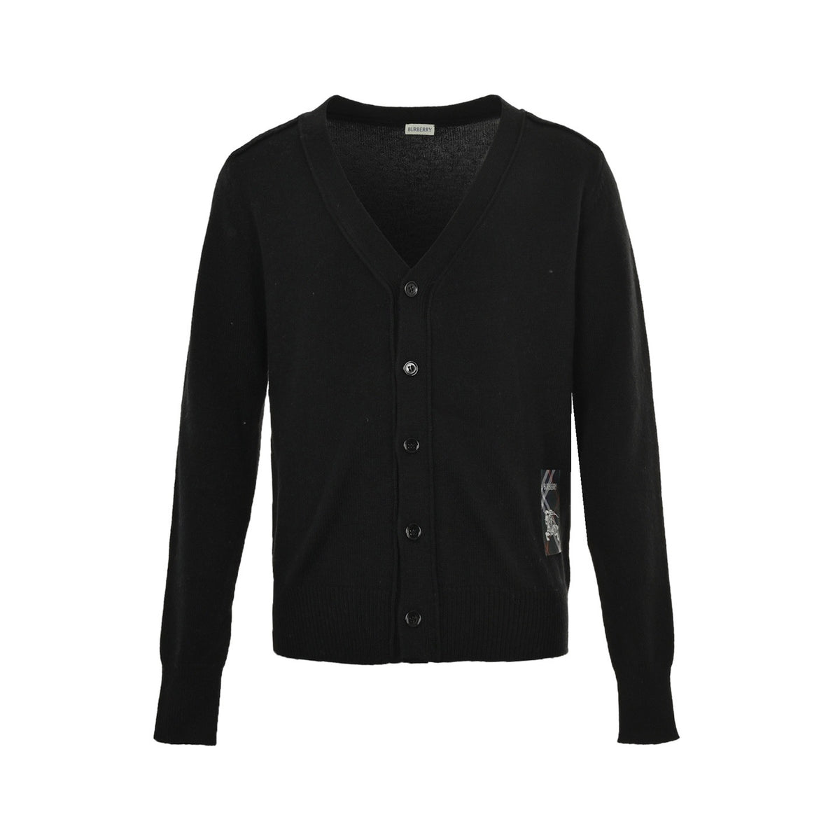 Burberry plaid war horse patch cardigan sweater