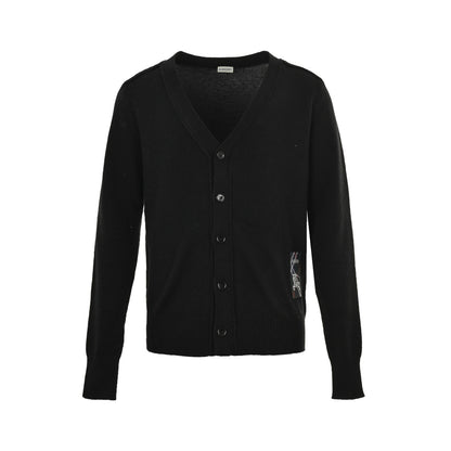 Burberry plaid war horse patch cardigan sweater