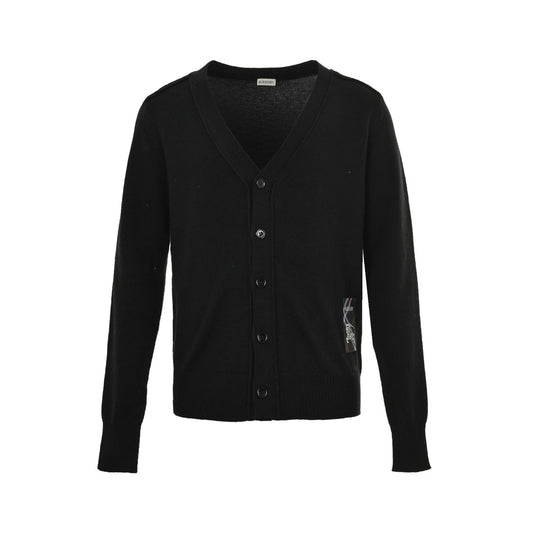 Burberry plaid war horse patch cardigan sweater