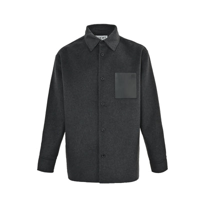 Loewe/Luo Yiwei leather pocket wool coat