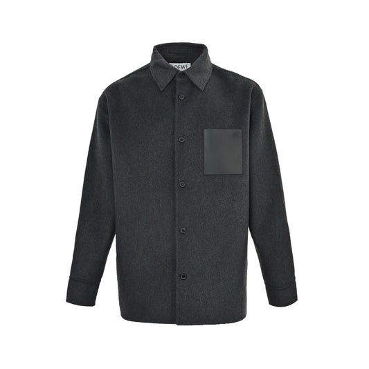 Loewe/Luo Yiwei leather pocket wool coat