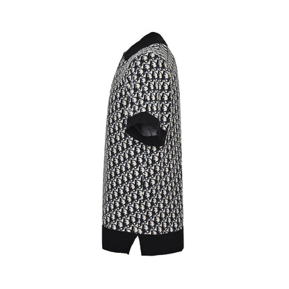 Dior classic old flower jacquard knitted Polo short sleeves