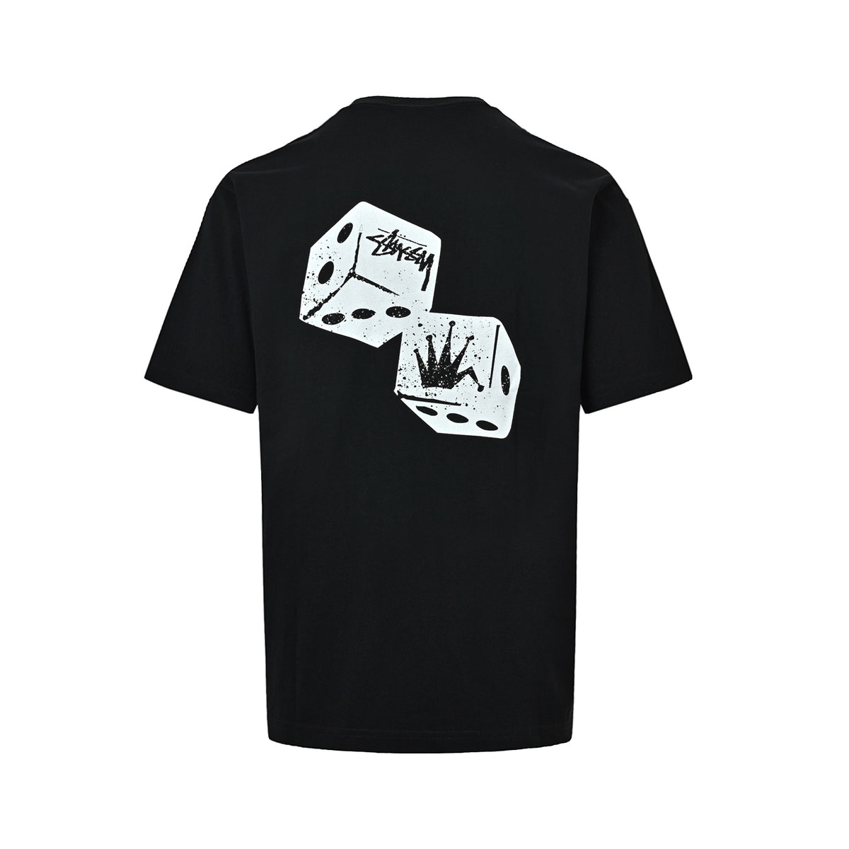 Stussy dice printed round neck short sleeves on the back