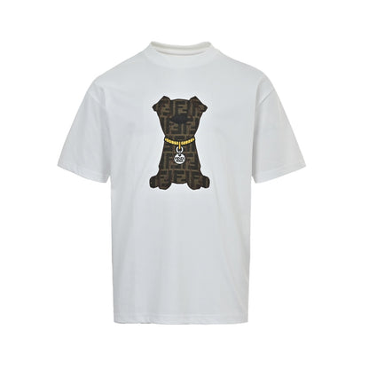 Fendi FF patch puppy embroidered short sleeves