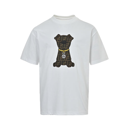 Fendi FF patch puppy embroidered short sleeves