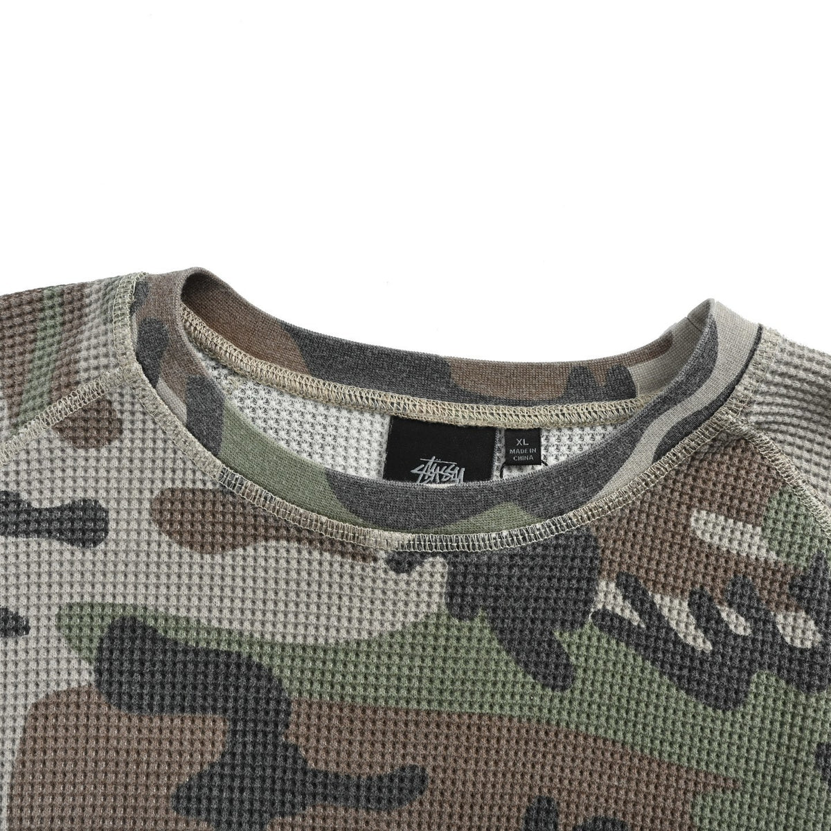 Stussy waffle enzyme washed long-sleeved T-shirt