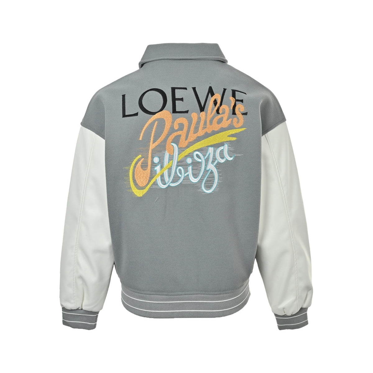 Loewe/Loewei letter embroidered patchwork baseball jacket