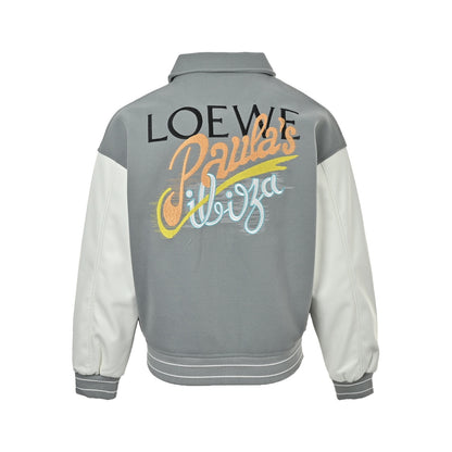 Loewe/Loewei letter embroidered patchwork baseball jacket