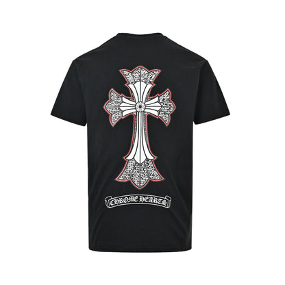 Chrome Hearts/Chrome Heart double-layer cross flower printed short sleeves