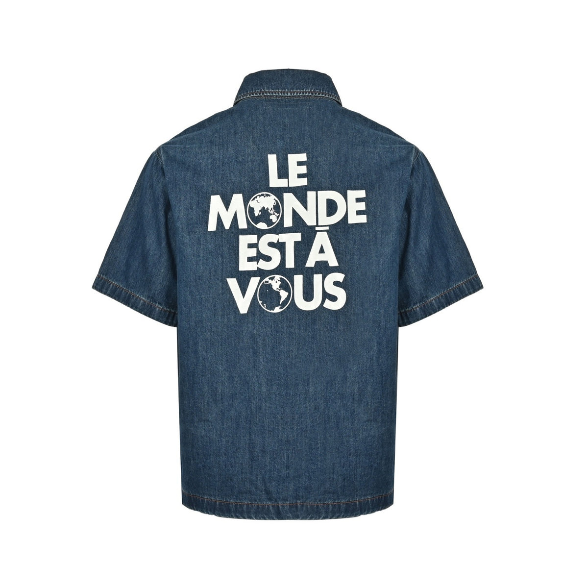 Louis Vuitton Paris catwalk style denim blue short-sleeved shirt