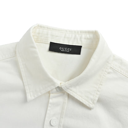 Gucci family crest embroidered long-sleeved shirt