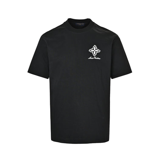 Louis Vuitton four-leaf clover old flower embroidery round neck short sleeves