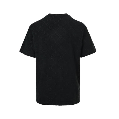 Louis Vuitton black flocked embossed terry short sleeves