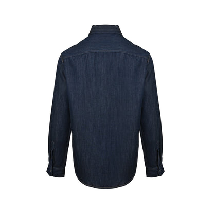 Ami Paris small love embroidered denim long-sleeved shirt