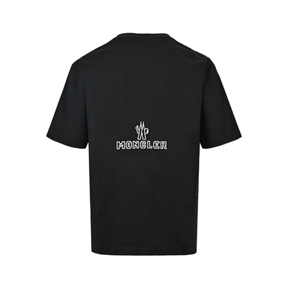 Moncler/muzzle braided logo embroidered round neck short sleeves on the chest