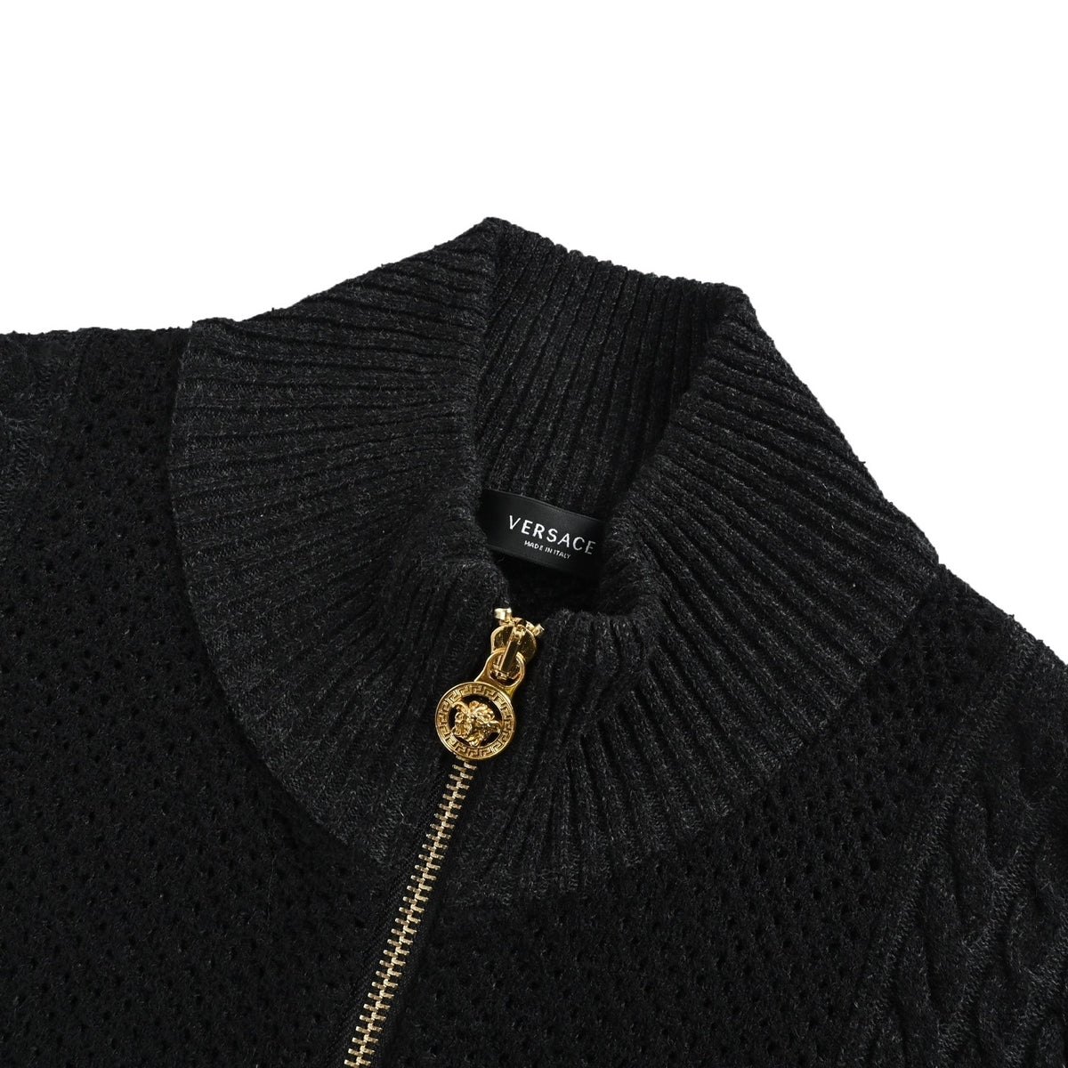 VERSACE back portrait jacquard zipper stand collar knitted jacket