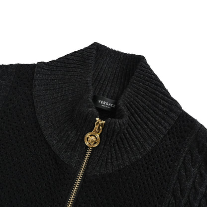 VERSACE back portrait jacquard zipper stand collar knitted jacket