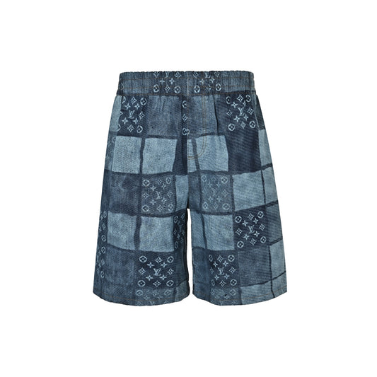 LouisVuitton/Louis Vuitton pixel checkerboard denim shorts