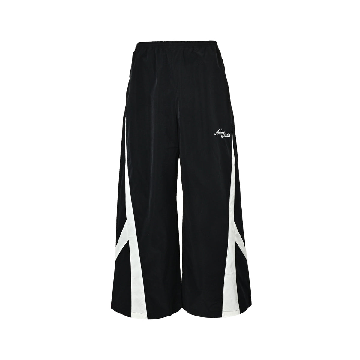 Acne Studios black and white patchwork embroidered logo trousers