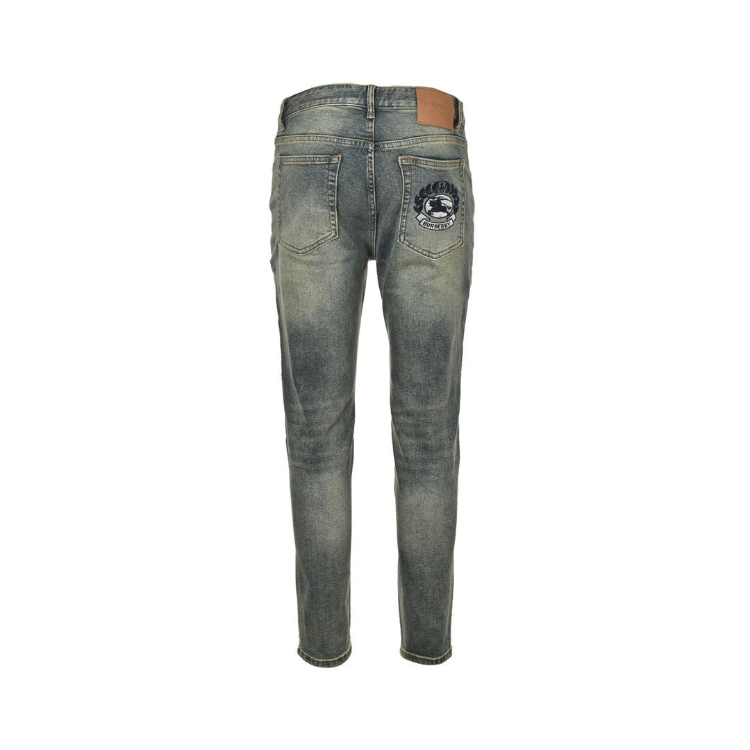 Burberry 24Fw Back Pocket Wheat Horse Embroidered Jeans