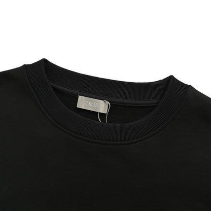 Dior 25Fw fluorescent pink embroidered letter logo round neck sweatshirt