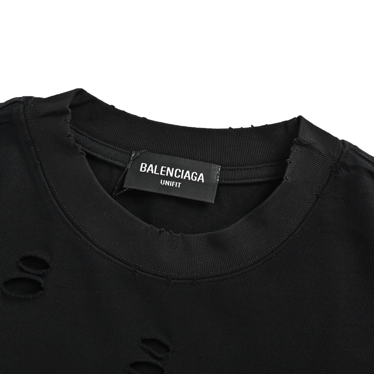 Balenciaga metal patch logo cut distressed short sleeves on the back