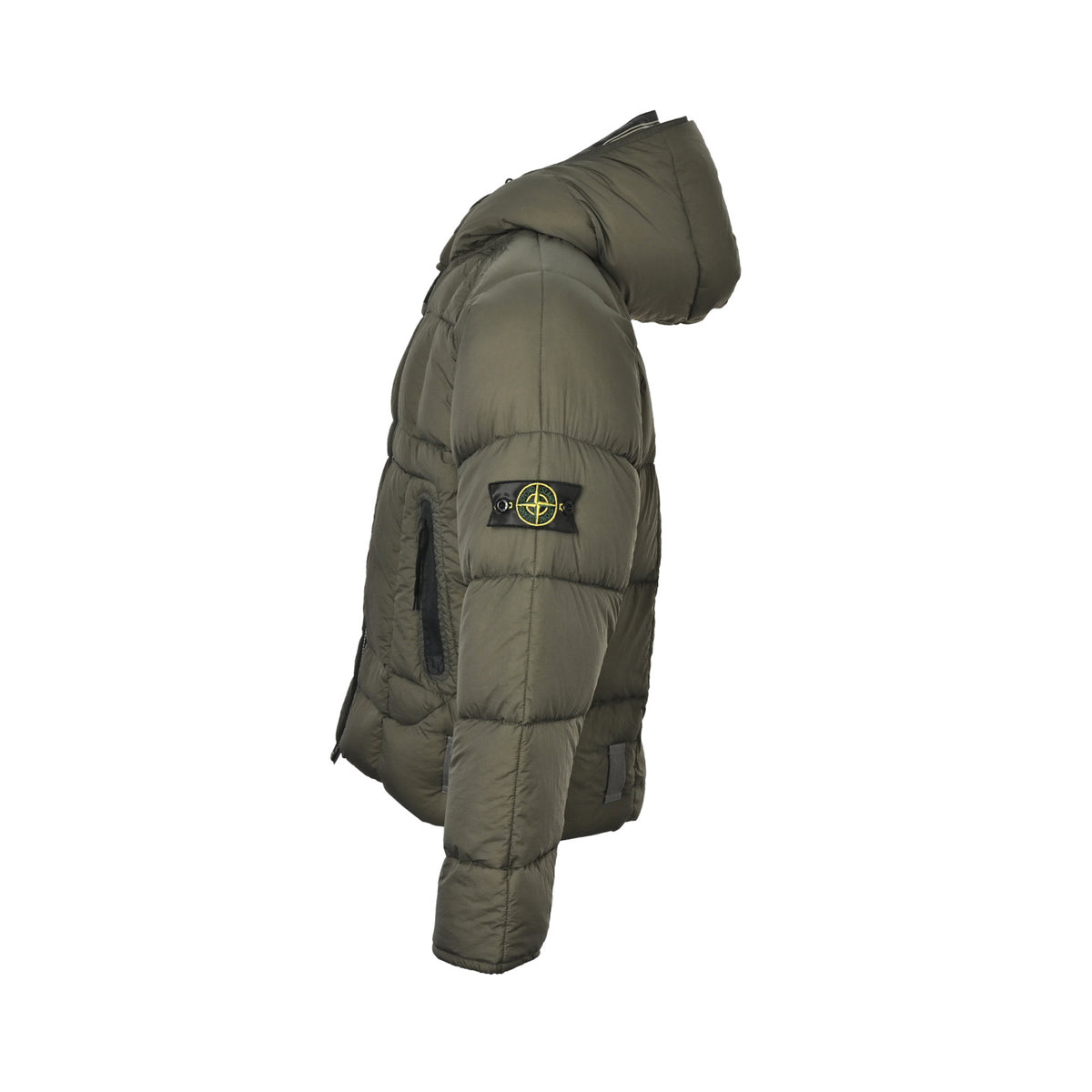 Stone Island 24Fw black zipper mesh island logo hooded down jacket